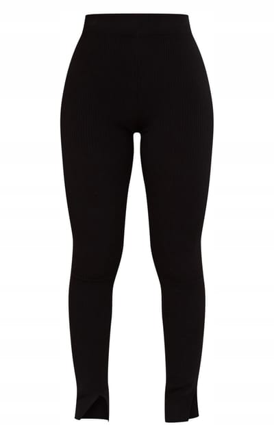Prettylittlething - Casual Broek - Ribstof - Zwart - Maat M