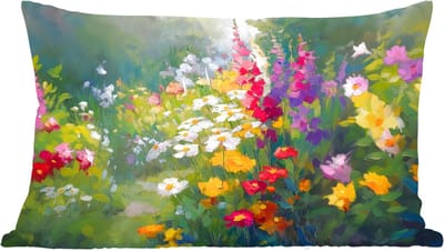 Sierkussens - Kussentjes Woonkamer - 60x40 cm - Zomertuin - Sfeervol - Bloemen