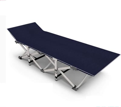 Opklapbed Campingbed - Reisbed Vouwbed - Ontspannen Buiten - Dubbele Stof Laag - 190 x 68 cm - Blauw