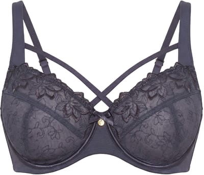 TruYou - Dames - TruYou beugelbeha transparant kant sierbanden - Donkergrijs - Maat 85B