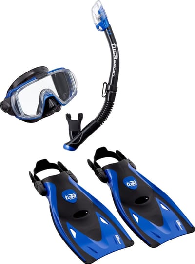 Tusa Visio Tri-Ex Travel snorkelset Blauw M 36-42