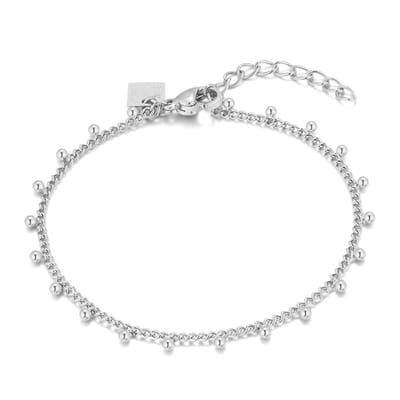 Twice As Nice Armband in edelstaal, bolletjes 16cm+3cm
