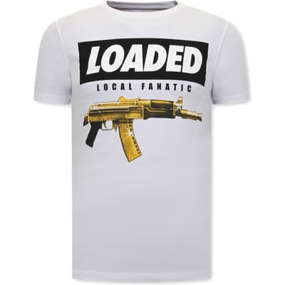 Stoere Mannen Shirts - Loaded Gun - Wit