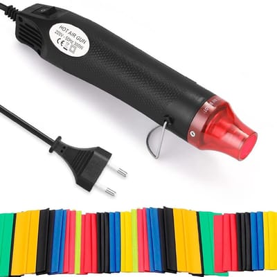 Allecto - Mini Heetluchtpistool - Draagbaar en Lichtgewicht - 200℃ Temperatuur - Inclusief 328PCS Krimp Slangen - Voor Knutselen en Reparaties - Ha...