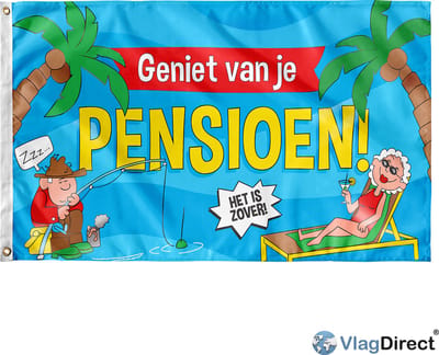 VlagDirect - Pensioen vlag - pensioensfeest vlag - 90 x 150 cm.