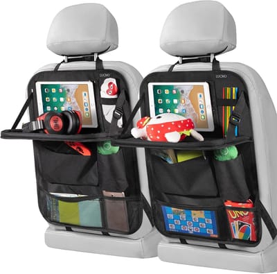 JeiibrZui Autostoel Organizer - Opvouwbare Tafel - Meerdere Opbergvakken Stabiliteit - 2 Stuk - Zwart