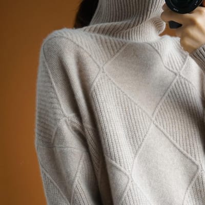 Pull en laine pour femme, pull épais à col roulé, couleur unie, mode, tricot intérieur, chemise d'hiver XL