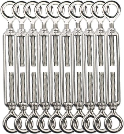 10 stks M5 Spanschroef Oog en Oog,304 Roestvrij Staal Spanningsdraad Spanner Draad Touw Spanning,Verstelbare Kabelspanner M5 Heavy Duty voor Tuindraad, Hek Draad, Lichten Opknoping