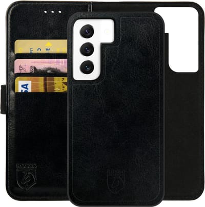 Rosso Element Uitneembaar 2-in-1 Hoesje Geschikt voor Samsung Galaxy S22 | Luxe Portemonnee | Back Cover | Pasjeshouder | Zwart