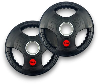 5 KG (2x) Gewichtschijf | Halterschijf Fitness Gewicht | Tri-Grip Weight Plate | Krachttraining Bumperschijf 5KG | 50mm Bumperplates halterset | Sportgewichten | PREMIUM Tri-Gip Gewichten | Comfortabel en Gemakkelijk vasthouden | Ontworpen voor Gyms