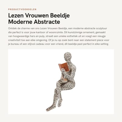 Dailygoods - Beeldje van Lezende Vrouw als Decoratie voor Huis en Tuin