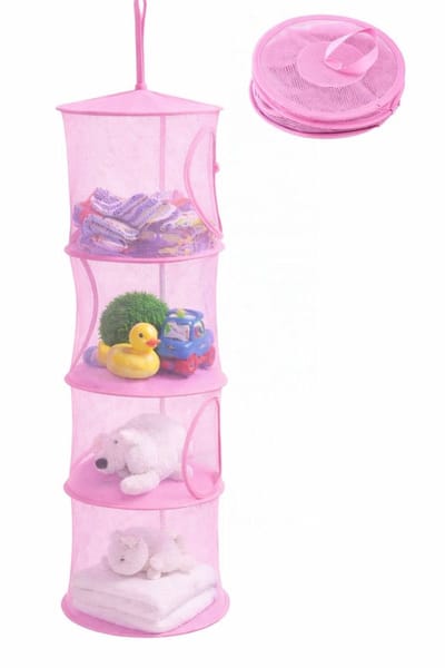 Goodz4All Hangende Speelgoed Organizer Perfecte Opbergers voor Kinderkamer - Opbergen - Opbergrek - 4 Compartimenten - Licht Roze
