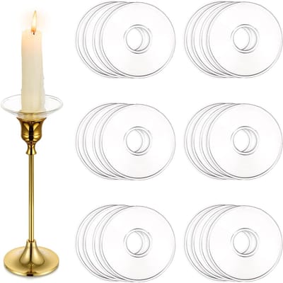 Glass Druppelvangers voor Kaarsenhouders 24 Stuks Glazen Kaarsvet Beschermers Decoratie voor Tafelkaarsen Kerkkaarsen Woonkamer Decoratie Huis Rond