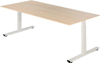 Presto R - Verstelbaar bureau - 160x80 - Eiken Whitewash - Wit frame