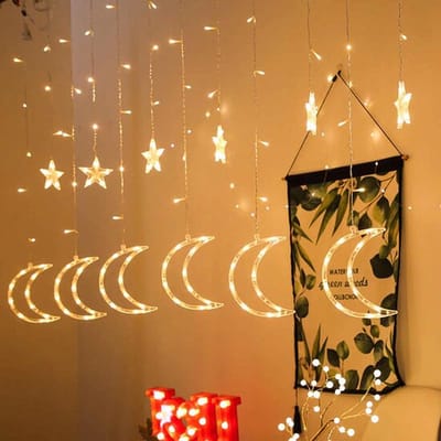 Groenovatie LED Kerstverlichting - Maan - Lichtgordijn - 3.5 Meter - Warm Wit