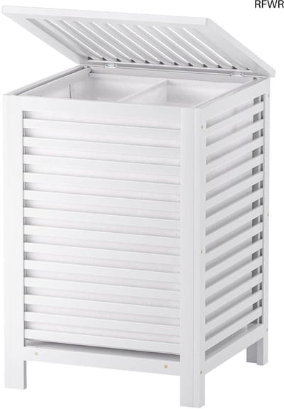 RFWR® Dubbele Wasmand met Deksel - 120L Bamboe Wasmand met Uitneembare Binnenzak en Kledingverdeler - Ruimtebesparend Ontwerp voor Badkamer en Slaapkamer