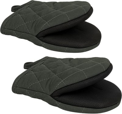 ECTEATOY® 1 paar ovenwanten - hittebestendig tot 500°C - antislip siliconen handgrepen - geschikt voor oven, grill, barbecue en magnetron - machinewasbaar - grijs