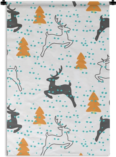 Wandkleed - Wanddoek - Hert - Patroon - Boom - 60x90 cm - Wandtapijt