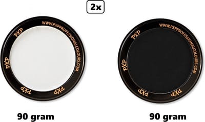 2x Big Aqua schmink zwart en wit 90 gram - Schmink thema feest festival 90 gram pot