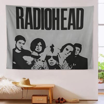 1 Stuk Indie Rock Radiohead Wandkleed 2D Polyester Wanddecoratie Muziekband Decor Voor Slaapkamer Woonkamer Muziekliefhebber Cadeau 150X200cm