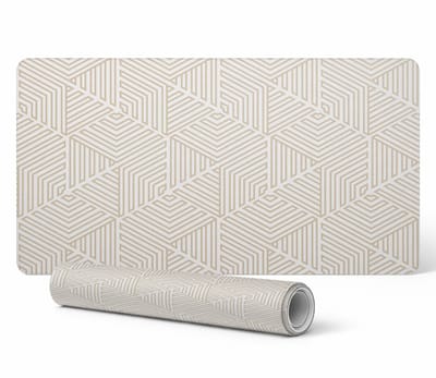 Elegante decoratieve bureauonderlegger met geometrisch doolhofmotief, 90x45 cm