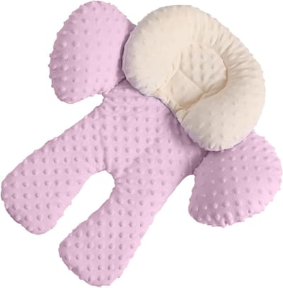 Baby Autostoel Kussen - Baby Hoofdsteun - Comfortabel Reizen - Ergonomische Ondersteuning - 35 x 25 x 12 cm - Roze