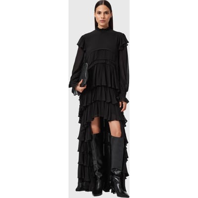 AllSaints Cavarly Ls Maxi Dres Black Maat: 4 | Maxi Jurken Outlet | Dames | Zwart