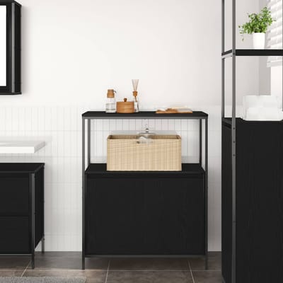 vidaXL - Badkamermeubel - met - planken - 76,5x35x95 - cm - zwart - eikenkleurig
