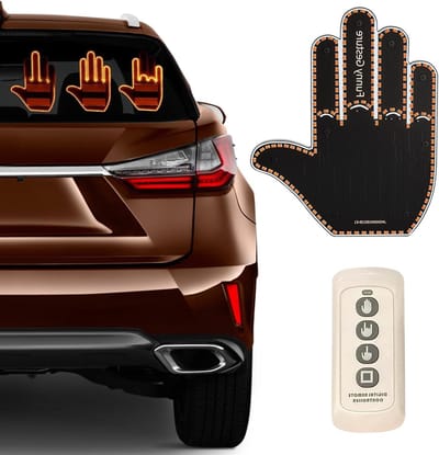Inovra Plus - Autoverlichting met gebaar - Grappige lamp voor achterruit - Auto LED-bord met afstandsbediening - Middelvinger cadeau voor auto - Gadgets voor mannen en vrouwen - Leuke auto-accessoires