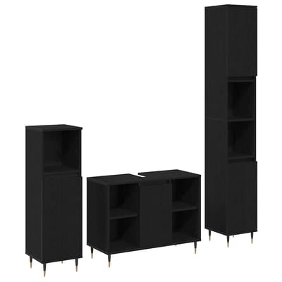 vidaXL - Badkamermeubel - Set - 3 - st - Zwart - Eiken - 30 - x - 30 - x - 180 - cm
