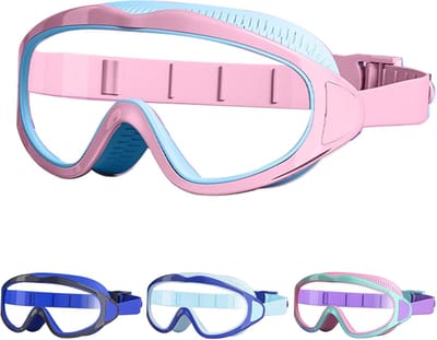 Thijox - Zwembril voor Kinderen 4-12 jaar - Grote Lens, Anti-condens, Waterdicht, Comfortabele Zwemervaring voor Jongens en Meisjes, Roze, Groen, Blau