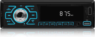 Car Radio, 1 Din Bluetooth Car Radio, Single Din, Supports FM Radio, Bluetooth Calls, App Control, USB Charger, AUX, 7 Lighting Colours