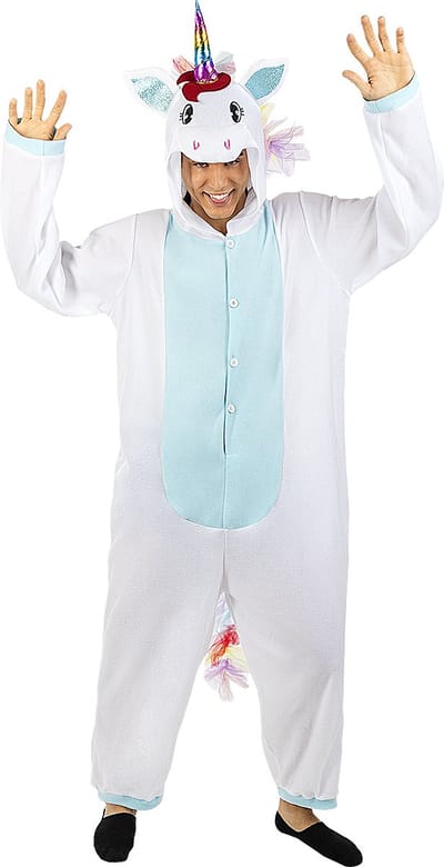 FUNIDELIA Blauw Eenhoorn Onesie Kostuum - Maat: S-M