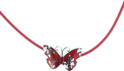 Behave - Vlinder ketting dames - Rode emaille - Romantische stijl