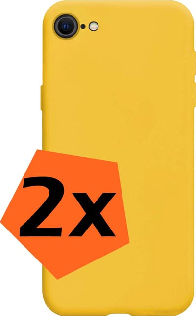 Hoes - 2 Stuks - Geschikt voor Apple iPhone SE (2020) - Sterk & Shockproof - Case Siliconen - Back Cover - Telefoon Hoes - Geel