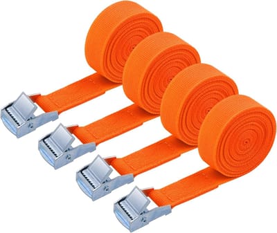 Spanriem, bevestigingsriem, 4 stuks, 150 kg, 3 meter, breedte 20 mm, sjorband, verstelbare bevestigingsriemen met klemsluiting voor transport, vracht, bagage, camping (oranjekleur)