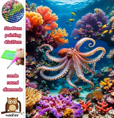 50x40cm Diamond Painting octopus (rond) nr 81