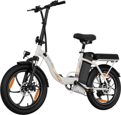 ZAZAWORK C16 Elektrische Fiets – Actieradius tot 50 km – Afneembare 48V 16Ah Batterij – 250W Motor – 7 Versnellingen – 20 Inch Opvouwbare E-Bike – Wit