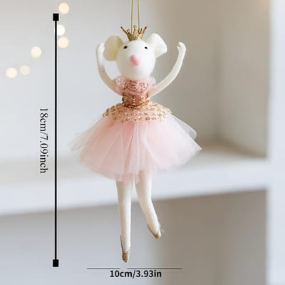 Kerstdecoratie Hangende Decoraties, Roze Gaasjurk Gouden Kroon Kerstmuis Creatief Hangend, Kerstboom Hangende Decoraties gray