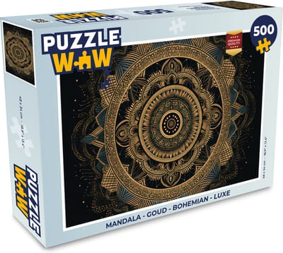 Puzzel Mandala - Goud - Bohemian - Luxe - Legpuzzel - Puzzel 500 stukjes