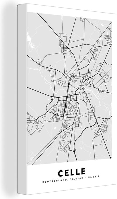 Canvas Schilderij Duitsland - Stadskaart - Plattegrond - Kaart - Celle - 20x30 cm - Wanddecoratie