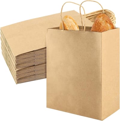 60 stuks witte papieren geschenkzakken met handgrepen, 21 x 11 x 27 cm, stevige kraftpapieren zakken voor cadeaus, snoep, verjaardagen en bruiloften