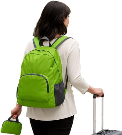 Opvouwbare Rugzak – Ultralichte Waterbestendige Dagrugzak – Nylon Wandelrugzak voor Reizen, Kamperen & Outdoor – Compact, Duurzaam & Lichtgewicht – 30L – Groen – Unisex