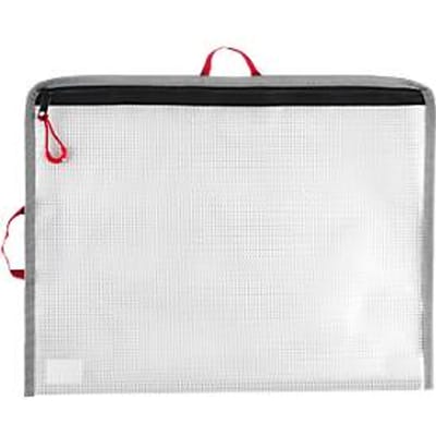 FolderSys Documententas met rits , A4, 0,20 mm, koord/lint/lussen, B 355 x H 275 mm, PVC-vrije folie, transparant-rood-grijs-zwart