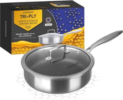 Braadpan 24 cm met antiaanbaklaag en glazen deksel