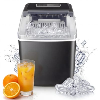 IJsblokjesmachine Draagbaar - IJsmaker Compact - Dranken Koelen - Snelle Productie - 15 kg/24 uur - Zwart