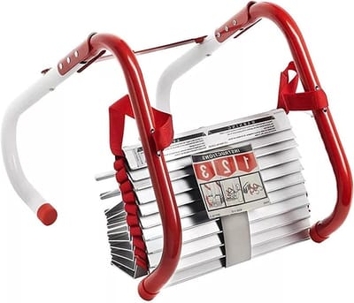 Uittrekbare Brandladder - Noodladder Evacuatie - Snelle Ontsnapping - Brede Antislip Treden - 2 Verdiepingen - Grijs