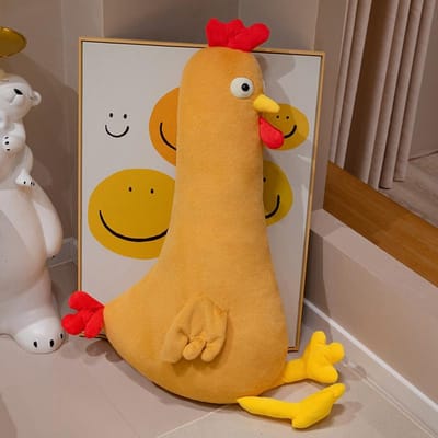 60-140cm Groot Knuffeldier Pluche Kussen Gele Kip Pluche Speelgoed Enorm Zacht Pluche Speelgoed Knuffelbare Kip Slaapkussen Kussens 60cm oranje