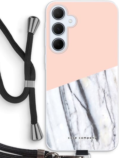 Case Company® - Hoesje met koord geschikt voor Samsung Galaxy A35 hoesje met Koord - A touch of peach - Telefoonhoesje met Zwart Koord - Bescherming aan alle Kanten en Over de Schermrand