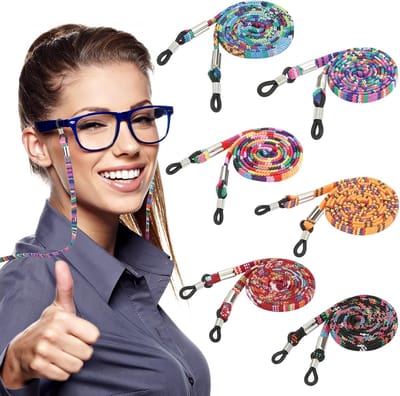 Multicolor Brilband - 6 Stuks Brillenhouder Ketting - 5mm Gevlochten Barille Ketting - Zonnebrillen - Leesbrillen - Veiligheidsbrillen - Brillenband voor Dames en Heren